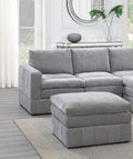 Contemporary 5Pc Set Modular Sectional Set 2X One Arm Chair Wedge 1X Armless Chair 2X Ottoman Granite Color Morgan Fabric Plush Living Room Furniture Grey Suede Wood Primary Living Space Cushion Back Contemporary,Modern Modular Fabric 5 Seat