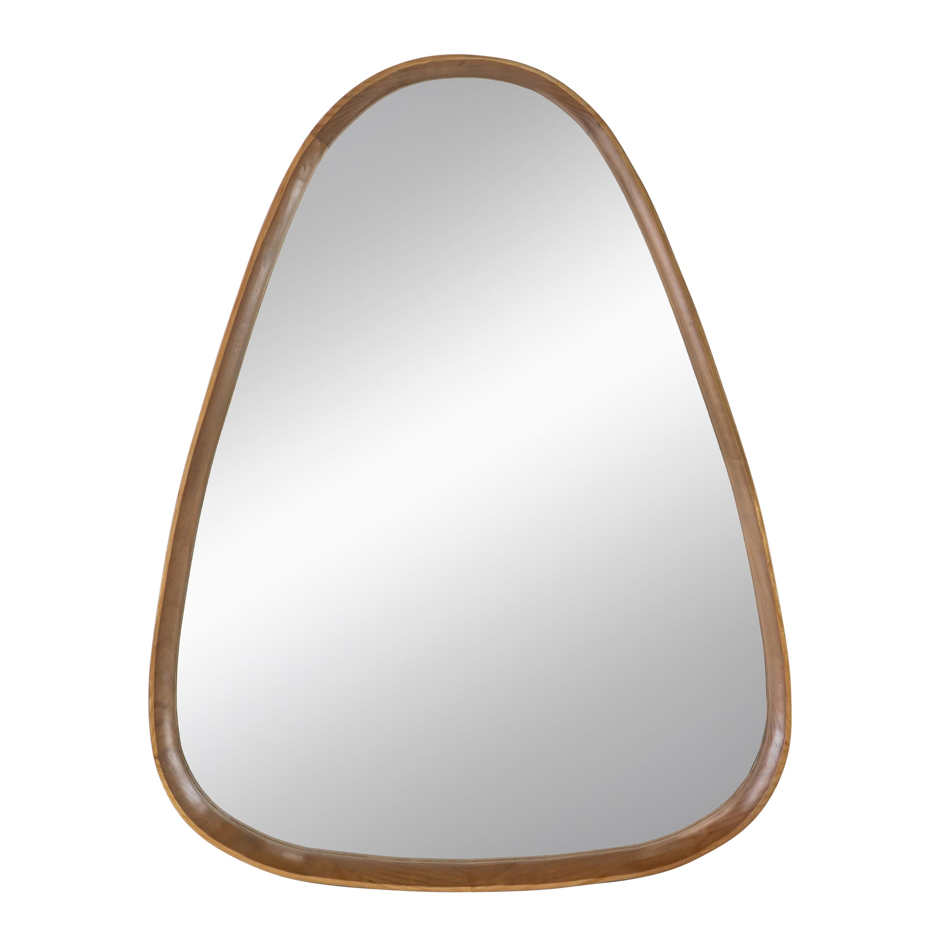 30"X38" Irrgeular Mirror With Wood Frame, Wall Mirror For Living Room Bathroom Entryway Brown Wood Glass