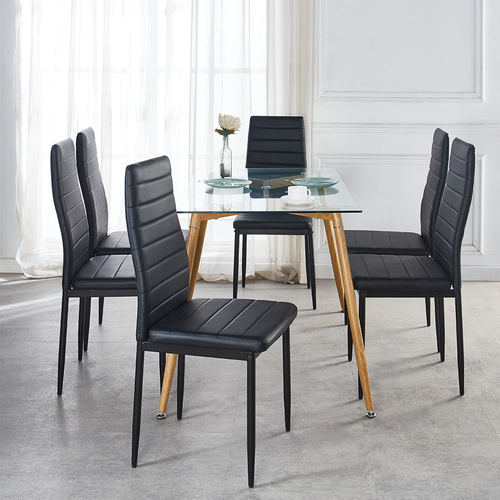 Modern Faux Leather High Back Padded Seat Dining