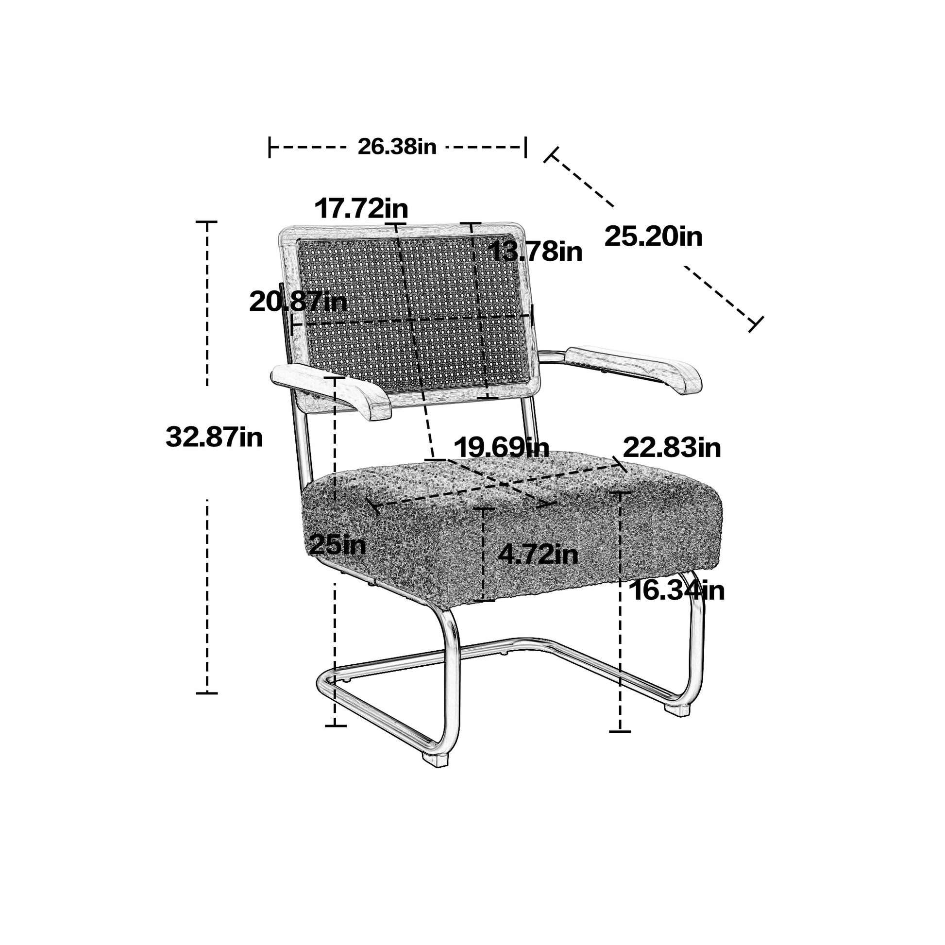 Coolmore Accent Chair Modern Industrial Slant Armchair With Metal Frame Premium High Density Soft Single Chair For Living Room Bedroom Orange Boucle