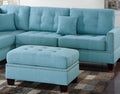 Modern Blue Color 3Pcs Sectional Living Room Furniture Reversible Chaise Sofa And Ottoman Tufted Polyfiber Linen Like Fabric Cushion Couch Pillows Blue Primary Living Space Tufted Back Contemporary,Modern L Shaped Square Arms Plywood 5 Seat