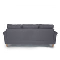 Sectional Sofa In Black Faux Leather Blue Grey Fabric