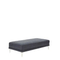 Ottoman In Black Faux Leather Dark Blue Faux Leather