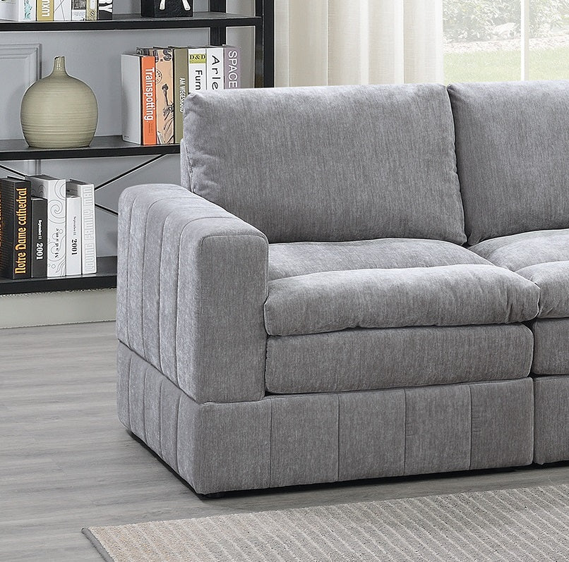 Contemporary 5Pc Set Modular Sectional Set 2X One Arm Chair Wedge 2X Armless Chair 1X Ottoman Granite Color Morgan Fabric Plush Living Room Furniture Grey Suede Wood Primary Living Space Cushion Back Contemporary,Modern Modular Fabric 5 Seat