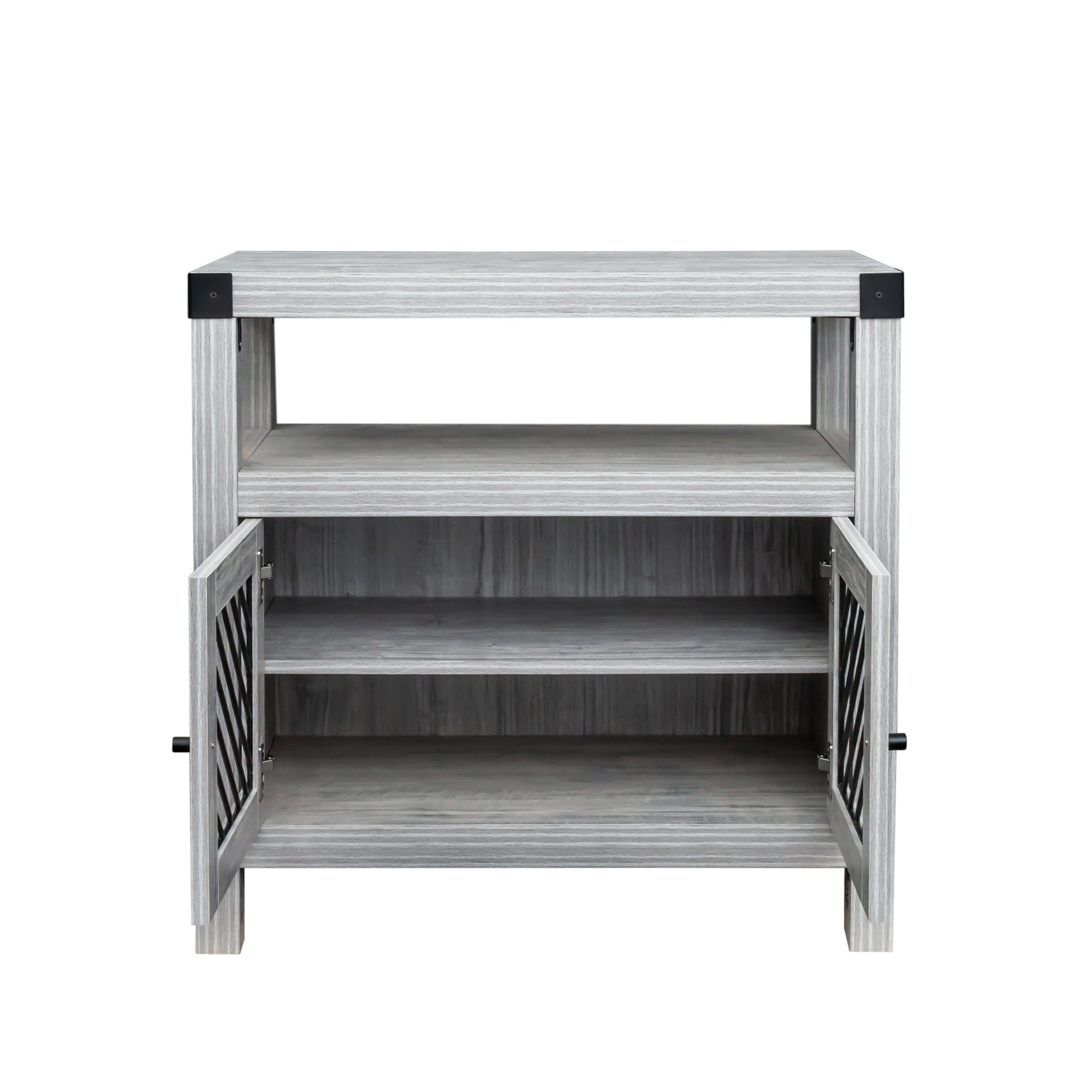 31.5" Wide Server Plaid Grey Oak Mdf Steel