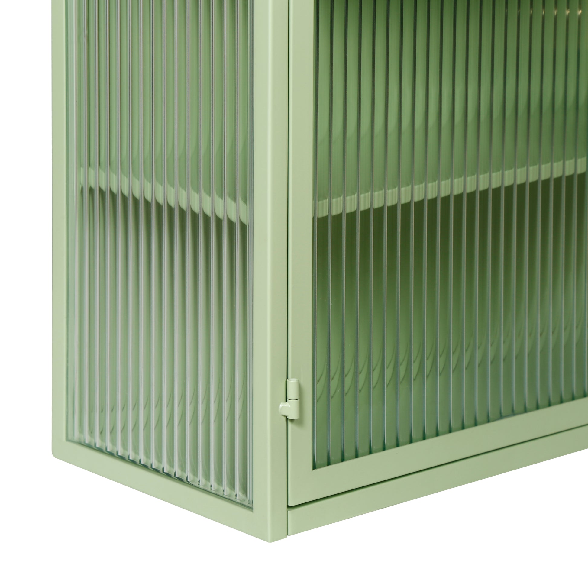 27.56"Glass Doors Modern Two Door Wall Cabinet With Featuring Three Tier Storage For Entryway Living Room Bathroom Dining Room,Mint Green Mint Green Metal