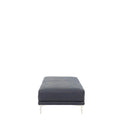 Ottoman In Black Faux Leather Dark Blue Faux Leather