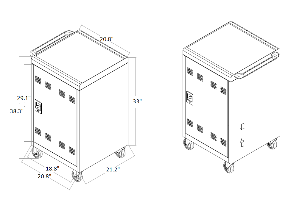 Mobile Charging Cart And Cabinet For Tablets Laptops 35 Device B30Plus Matt Black Steel Metal