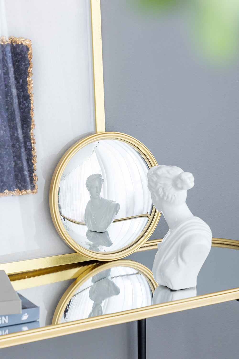 D11" Gold Round Mirror, Circle Mirror With Iron Frame For Living Room Bedroom Vanity Entryway Hallway Gold Metal & Wood