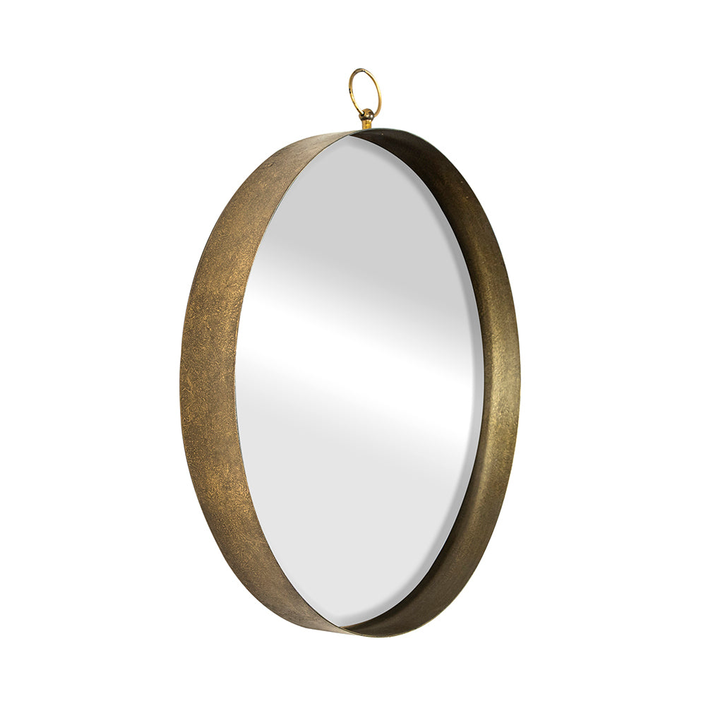 24"x28" Gold Round Mirror, Circle Mirror with Iron gold-glass