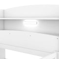 Wood Twin Size Platform Bed With Built In Led Light, Storage Headboard And Guardrail, White Box Spring Not Required Twin White Wood Bedroom Bed Frame Solid Wood Mdf