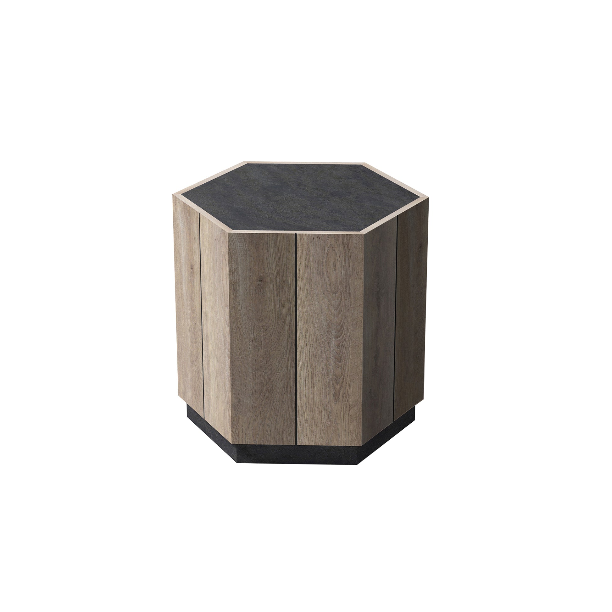 Hexagonal Rural Style Garden Retro With Drawer Living Room Corner Table Bedroom Bedside Tabletextured Black Warm Oak Light Oak Particle Board