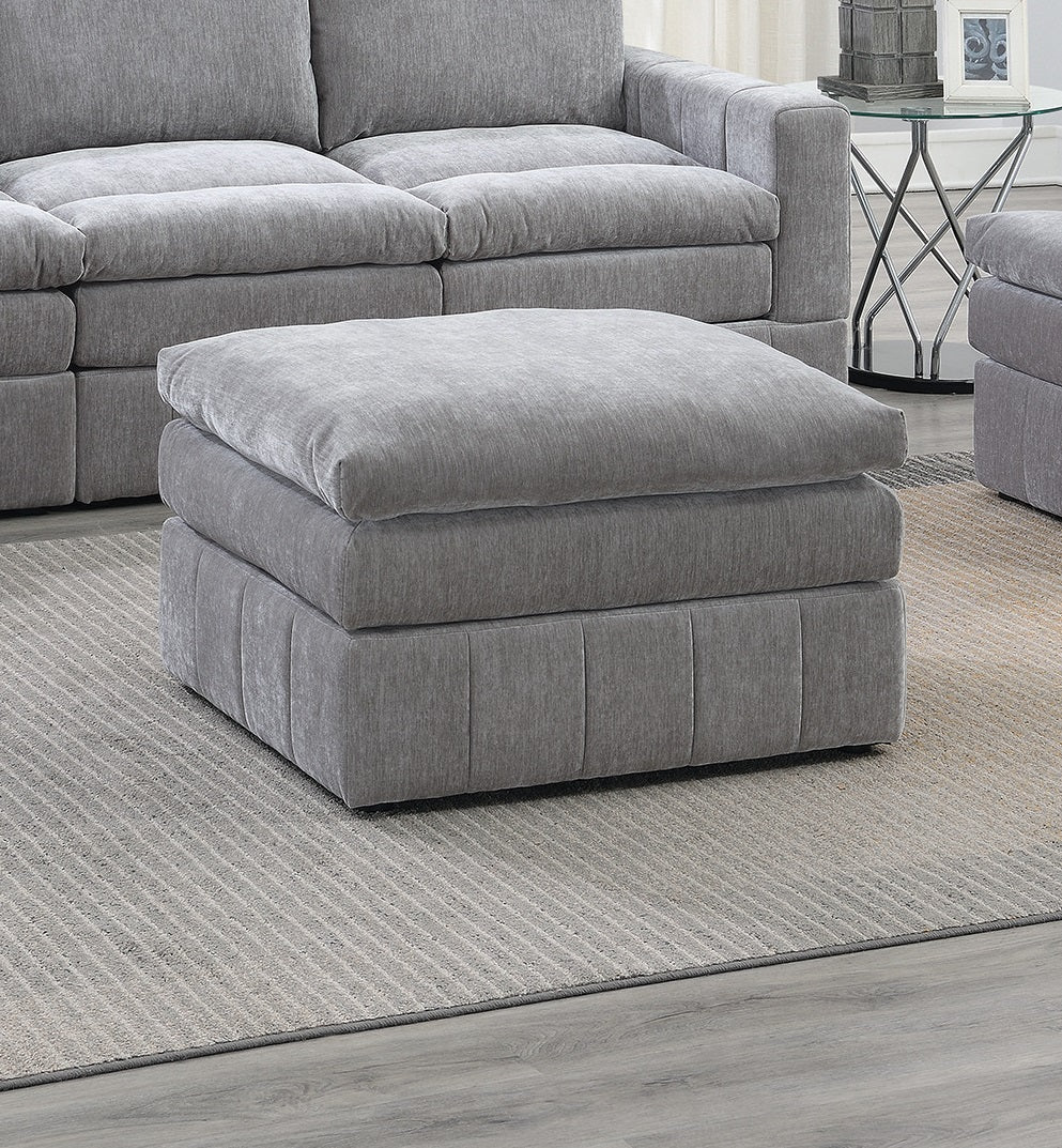 Contemporary 1Pc Ottoman Modular Plush Chair Sectional Sofa Living Room Furniture Granite Morgan Fabric Suede Grey Suede Primary Living Space Grey Contemporary,Modern Rectangle Fabric
