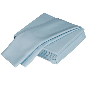 Luxuriously Soft 100% Viscose Derived From Bamboo 5 Piece Sheet Setoeko Tex Certified, Split King Sky Light Blue Bamboo