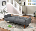 Adjustable Sofa In Black Faux Leather Gray Fabric