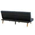 Adjustable Sofa In Black Faux Leather Navy Fabric