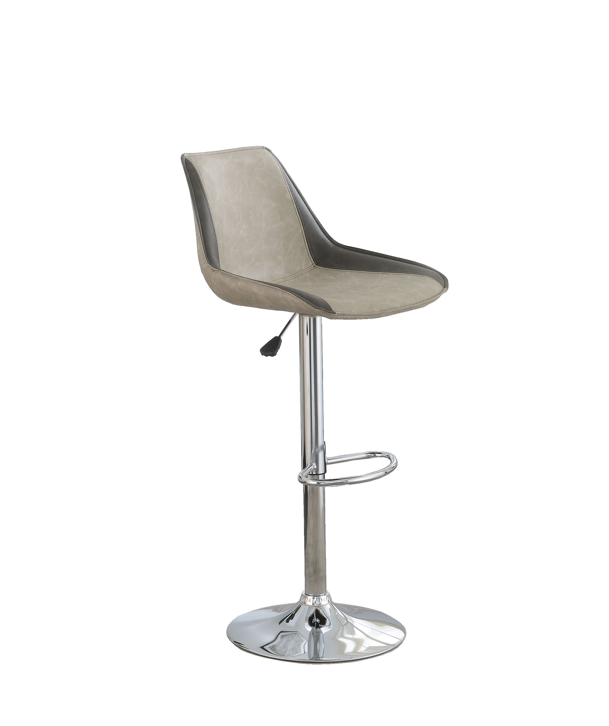 Bar Stool In Black Faux Leather Light Gray Faux Leather