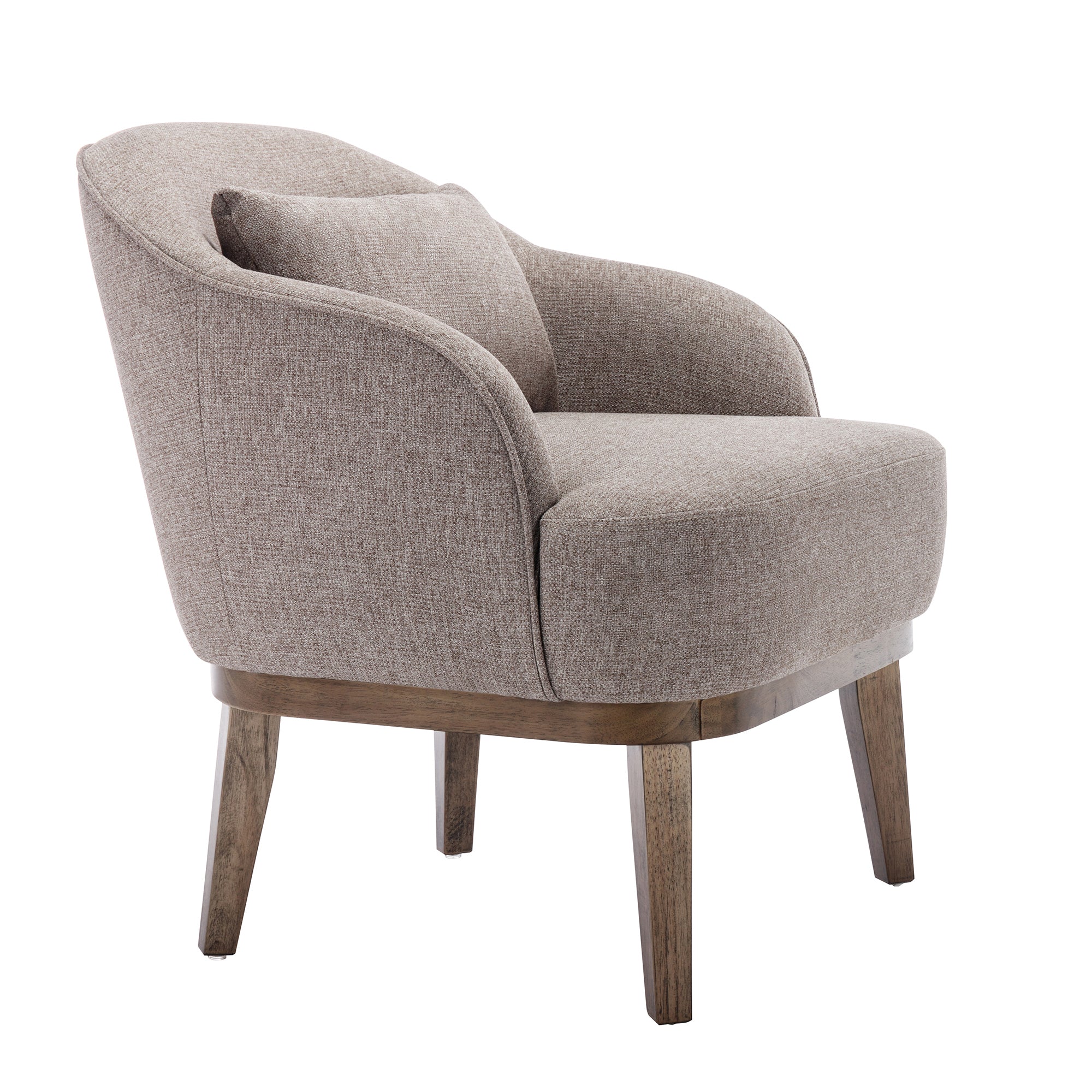 Modern Mid Century Armchair Accent Chair with Pillow tan-linen