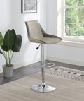 Bar Stool In Black Faux Leather Light Gray Faux Leather