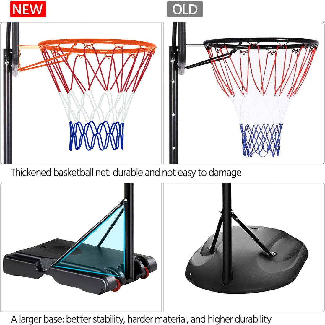 Basketball Hoop Outdoor, 5.2 Ft To 6.8Ft Adjustable Basketball Goal With 32" Backboard & 16" Basket, All Weather Portable Basketball Stand Wheels, For Kids Youth Adult, Indoor Gym, Driveway Balls Sports Black Garden & Outdoor Metal