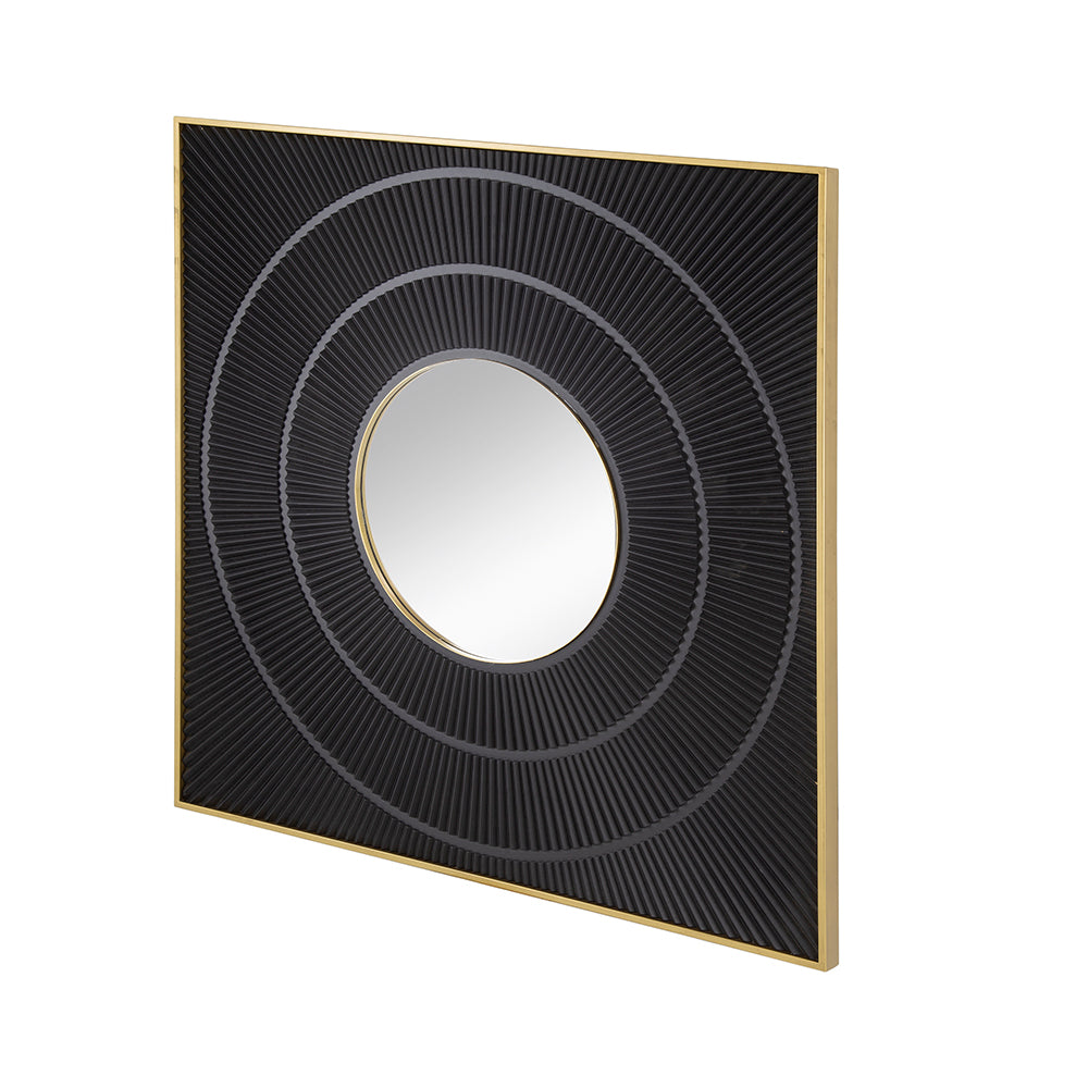 40" x 40" Square Carved Mirror with Pleated Design black-mdf+glass