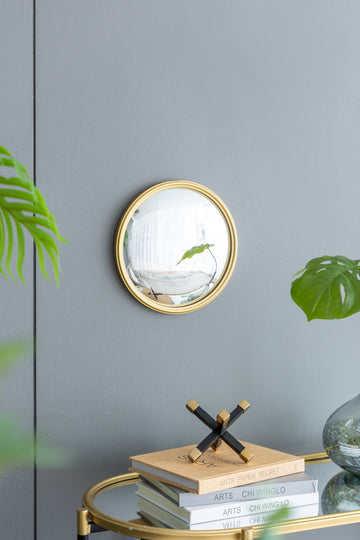 D11" Gold Round Mirror, Circle Mirror With Iron Frame For Living Room Bedroom Vanity Entryway Hallway Gold Metal & Wood