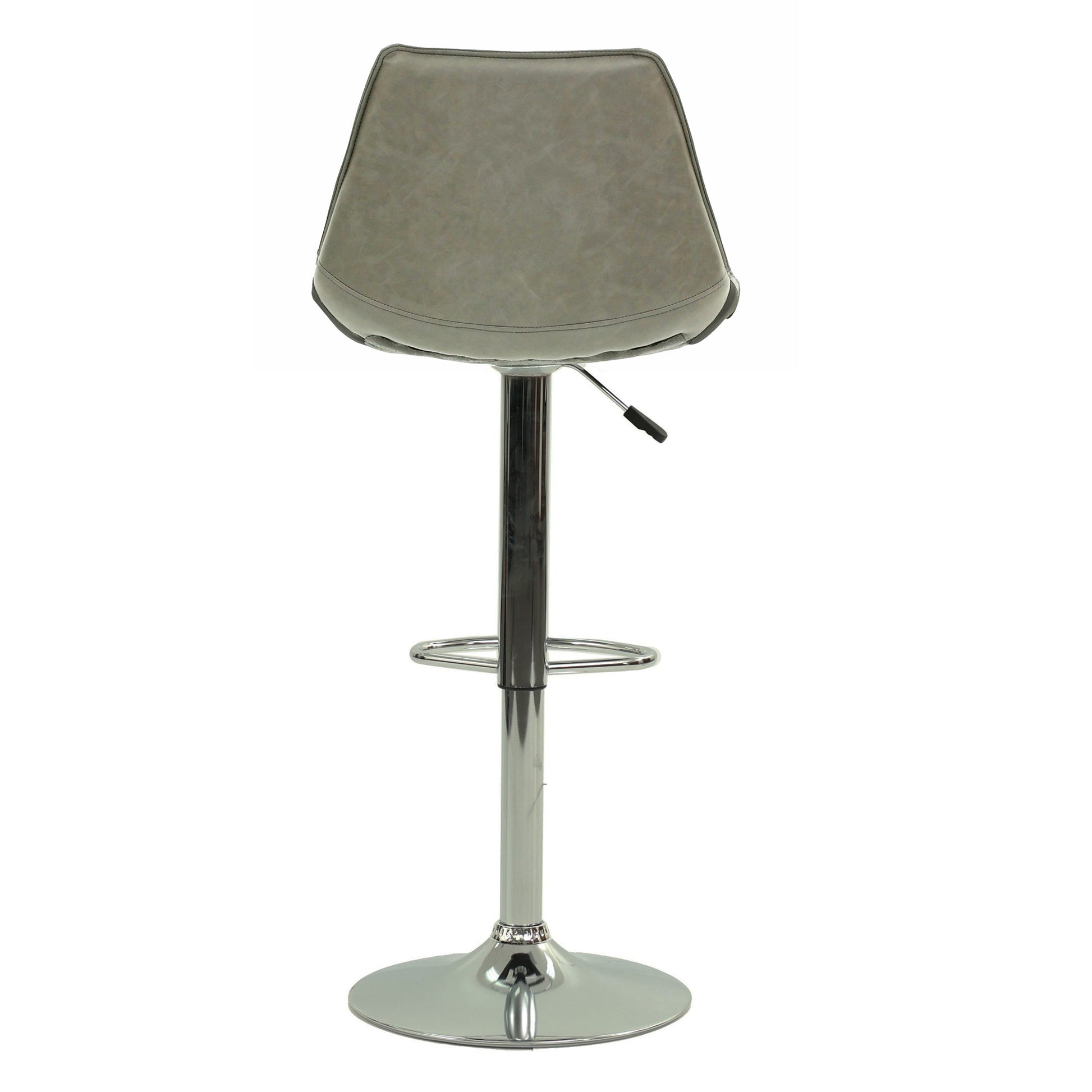 Bar Stool In Black Faux Leather Light Gray Faux Leather