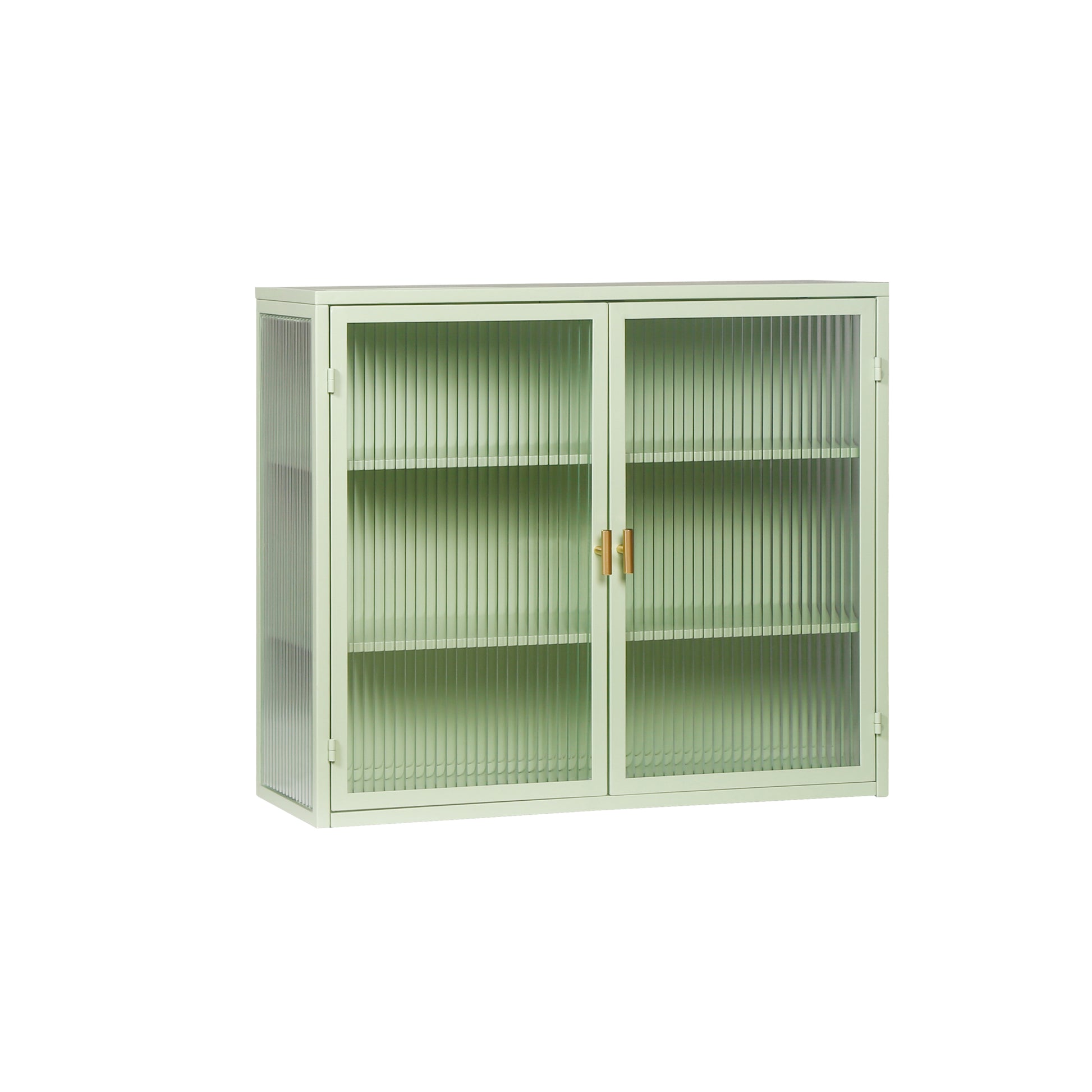 27.56"Glass Doors Modern Two Door Wall Cabinet With Featuring Three Tier Storage For Entryway Living Room Bathroom Dining Room,Mint Green Mint Green Metal