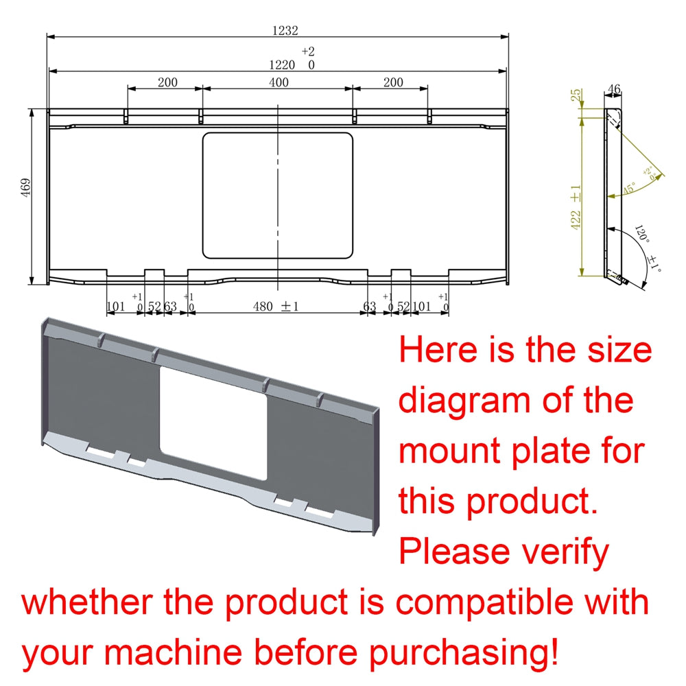 Tilting Skid Steer Attachments 72" 4In1 Combo Bucket With Cutting Edge Quick Attach, Universal Mount Black Steel