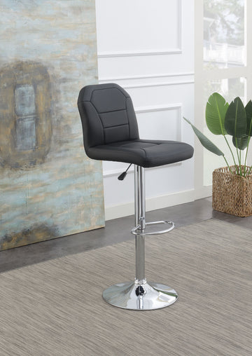 Bar Stool In Black Faux Leather Black Faux Leather