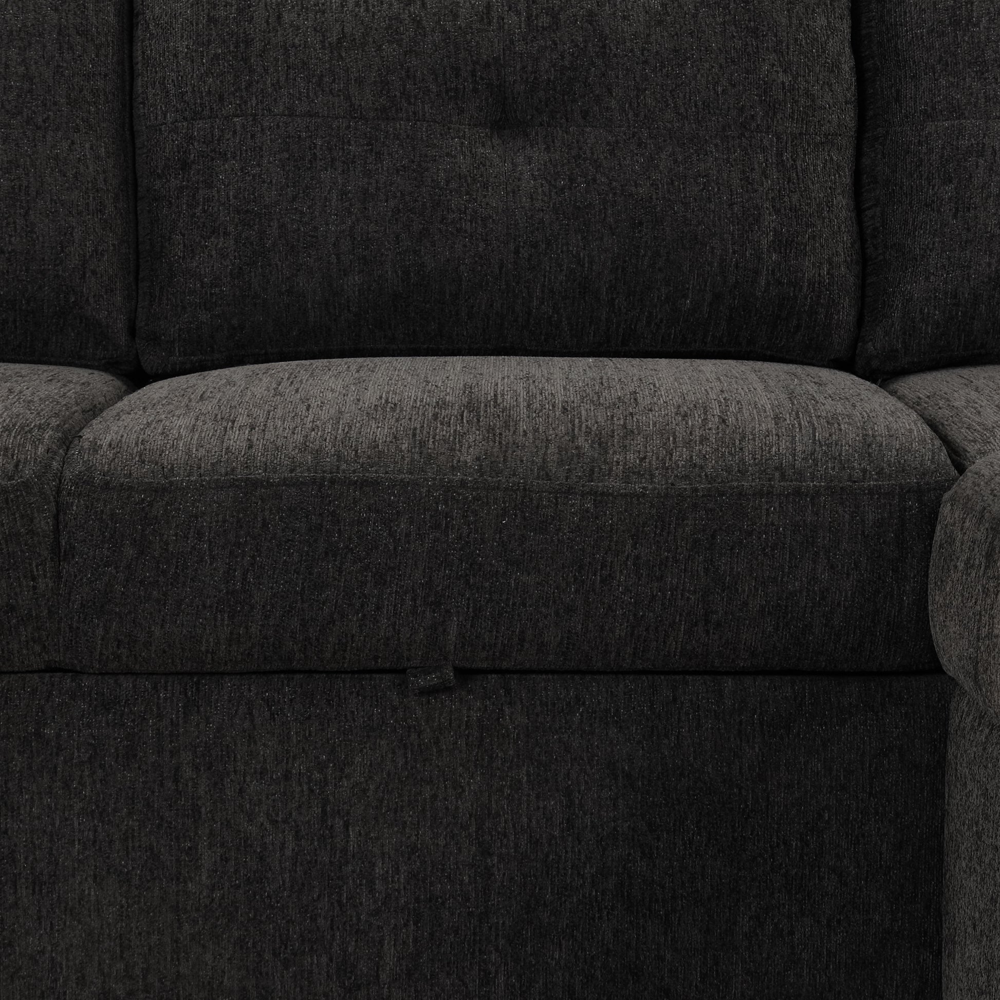 83.8" Sectional Pull Out Sofa Bed L Shaped Corner Sofa Couch With Storage Chaise, Usb Ports, Power Sockets, Cup Holder For Living Room, Bedroom, Study, Black Black Foam Chenille