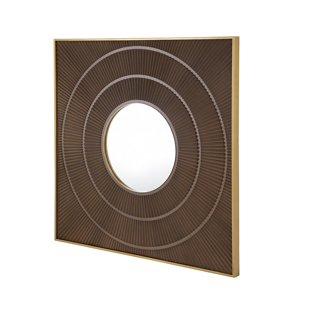 40" x 40" Square Carved Mirror with Pleated Design brown-mdf+glass