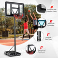 Portable Basketball Hoop Outdoor, 4.25Ft 10Ft Height Adjustable Basketball Goal, Shatterproof Backboard, Built In Wheels, Basketball Stand Black Metal