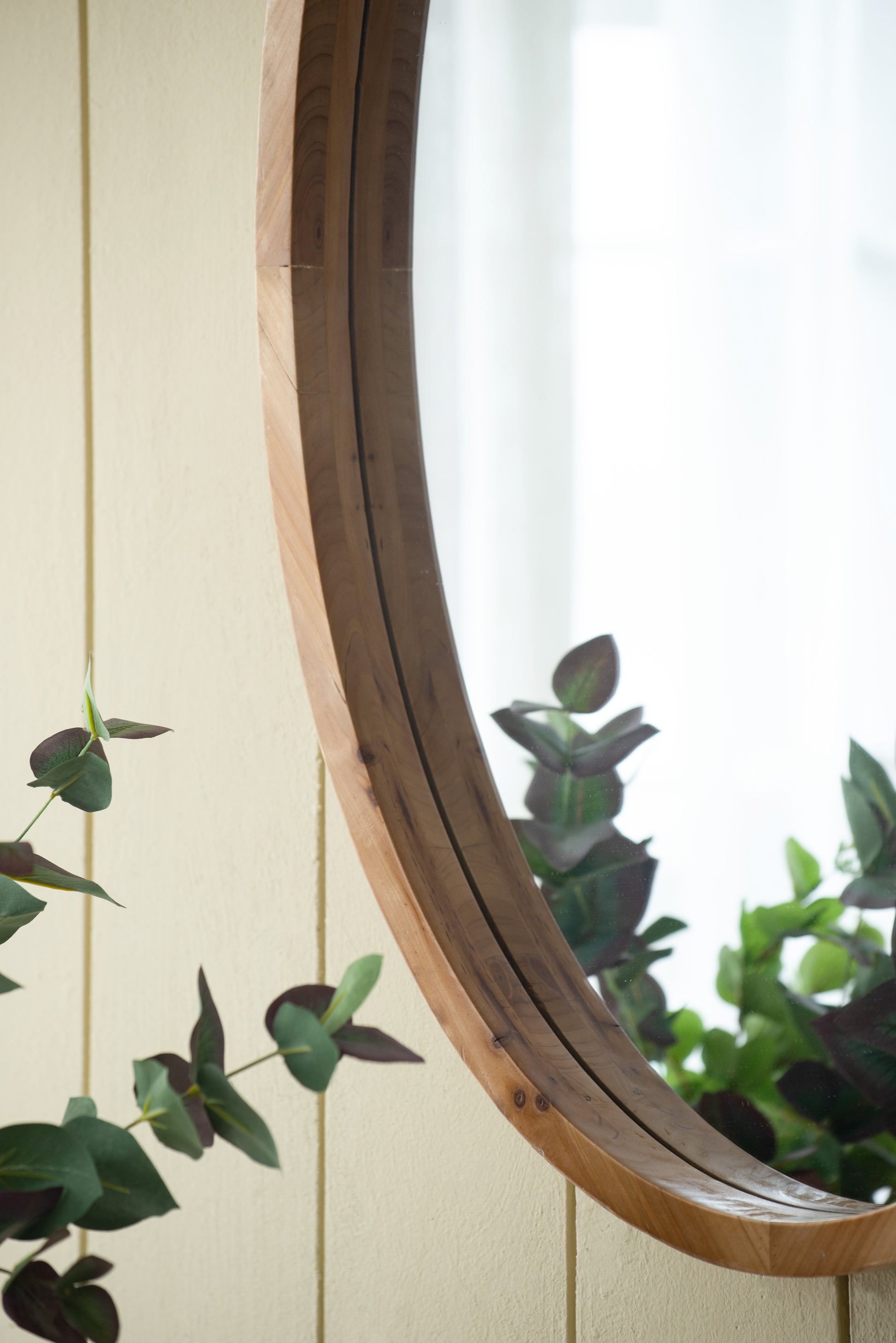 24" X 36" Oval Wall Mirror With Wood Frame, Farmhouse Wood Mirror For Bathroom Entryway Console Lean Against Wall Brown Wood Glass