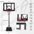 Portable Basketball Hoop Outdoor, 4.25Ft 10Ft Height Adjustable Basketball Goal, Shatterproof Backboard, Built In Wheels, Basketball Stand Black Metal