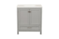 30 Inch Freestanding Bathroom Vanity With Sink, Carrara Engineered Marble Vanity Top With Undermounted Rectangular Ceramic Sink, Large Storage Soft Close Door, Grey 24V03 30Gr Grey Wood Solid Wood