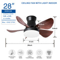 28 Inch Ceiling Fans With Lights And Remote, Modern Indoor Outdoor Ceiling Fans With Light, 5 Blades Ceiling Fan Light With Dc Motor For Bedroom, Living Room, Kitchen, Office Matt Black Abs Steel Q235