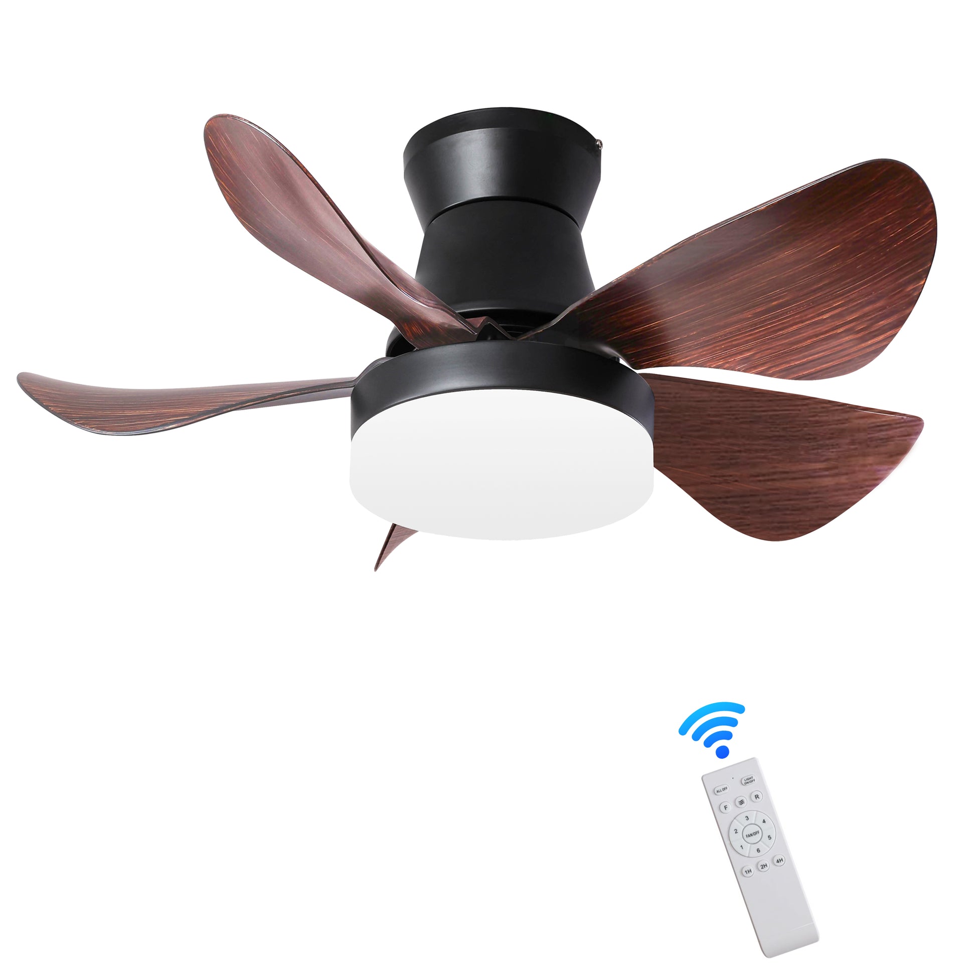 28 Inch Ceiling Fans With Lights And Remote, Modern Indoor Outdoor Ceiling Fans With Light, 5 Blades Ceiling Fan Light With Dc Motor For Bedroom, Living Room, Kitchen, Office Matt Black Abs Steel Q235