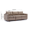 3 Seat Module Sectional Sofa Couch With 2 Ottoman For Living Room,Seat Cushion And Back Cushion Non Removable And Non Washable,Brown Brown Wood Primary Living Space Soft Modern Rubberwood Foam Linen 3 Seat