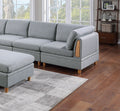 Living Room Furniture 6Pc Modular Sectional Set Light Grey Dorris Fabric Couch 2X Corner Wedges 3X Armless Chairs And 1X Ottoman Light Grey Primary Living Space Cushion Back Contemporary,Modern Modular Fabric 6 Seat