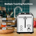 2 Slice Toaster With 1.5 Inch Wide Slot, 5 Browning Setting And 3 Function: Bagel, Defrost & Cancel, Retro Stainless Steel Style, Toast Bread Machine With Removable Crumb Tray, Silver Silver Stainless Steel