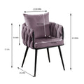 Pure Purple Modern Velvet Dining Chairs Set Of 2 Hand Weaving Accent Chairs Living Room Chairs Upholstered Side Chair With Black Metal Legs For Dining Room Kitchen Vanity Living Room Purple Velvet