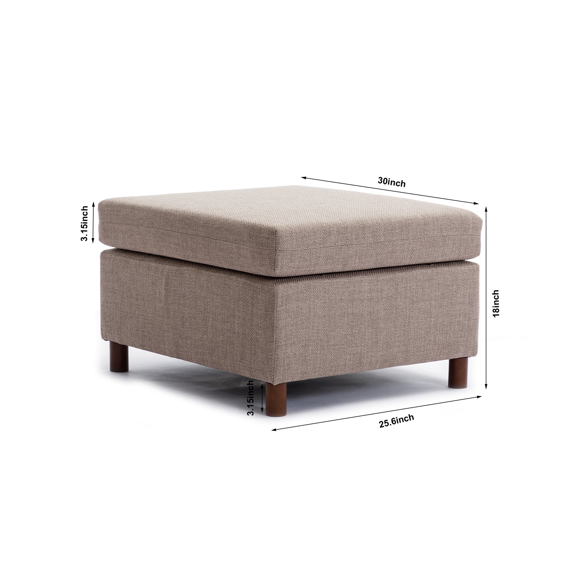 3 Seat Module Sectional Sofa Couch With 2 Ottoman For Living Room,Seat Cushion And Back Cushion Non Removable And Non Washable,Brown Brown Wood Primary Living Space Soft Modern Rubberwood Foam Linen