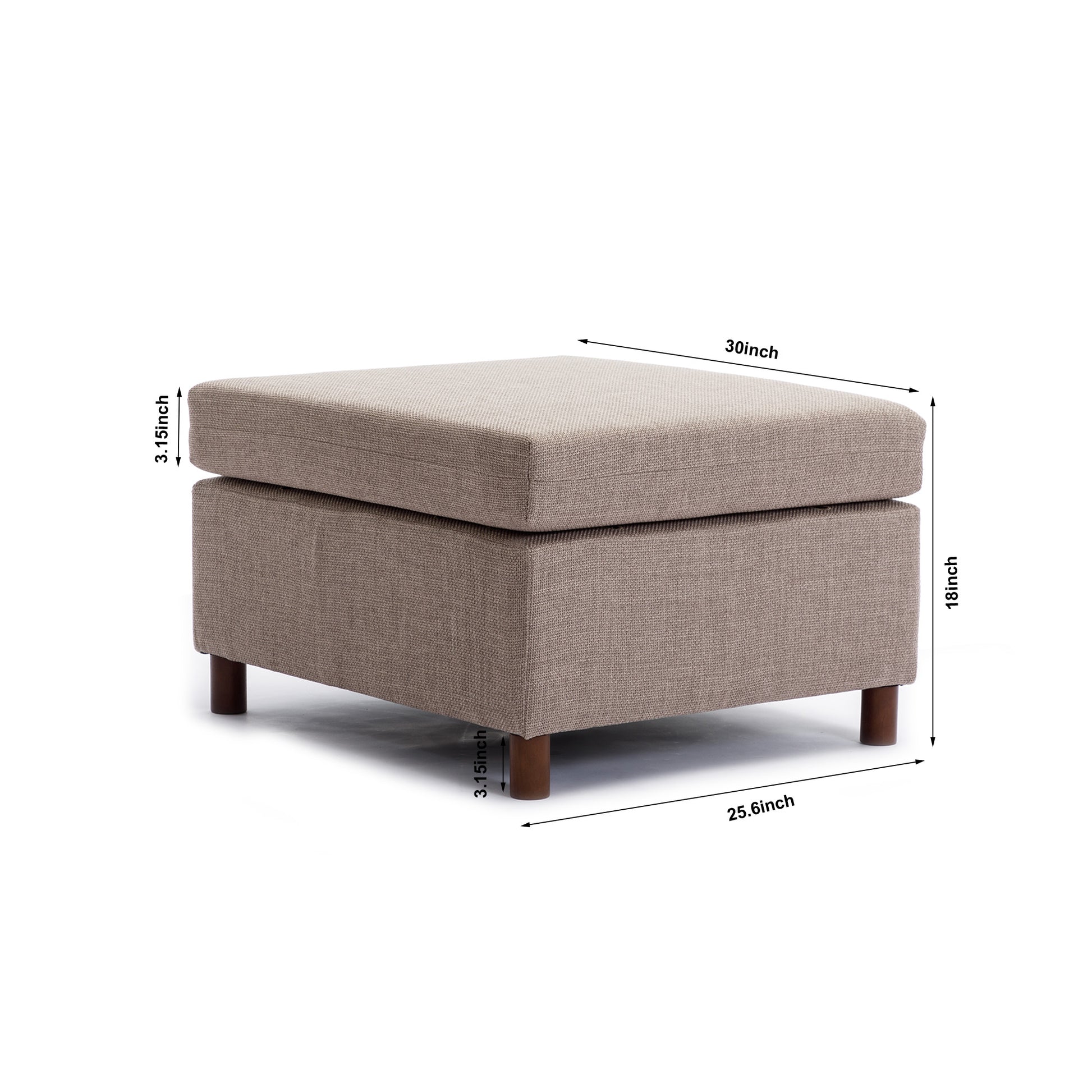 2 Seat Module Sectional Sofa Couch With 1 Ottoman For Living Room,Seat Cushion And Back Cushion Non Removable And Non Washable,Brown Brown Wood Primary Living Space Soft Modern Rubberwood Foam Linen 2 Seat
