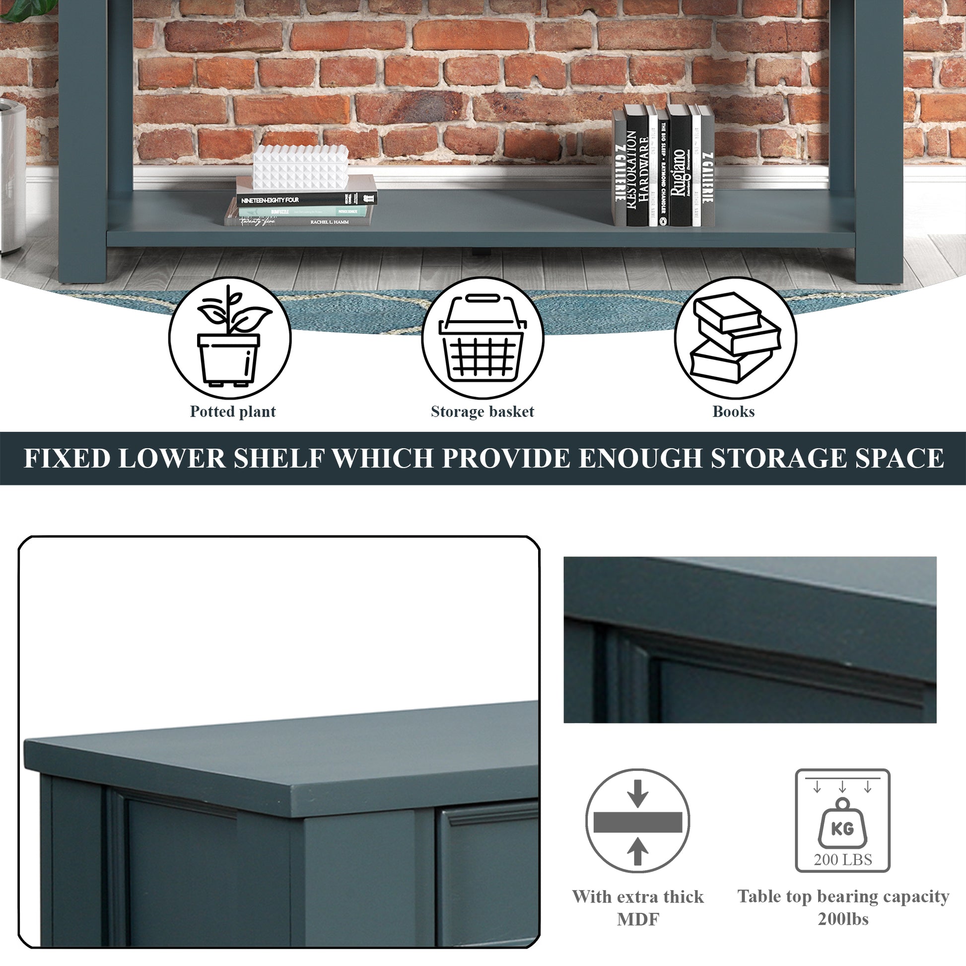 63" Pine Wood Console Table With 4 Drawers And 1 Bottom Shelf For Entryway Hallway Easy Assembly 63 Inch Long Sofa Table Dark Blue Blue Pine