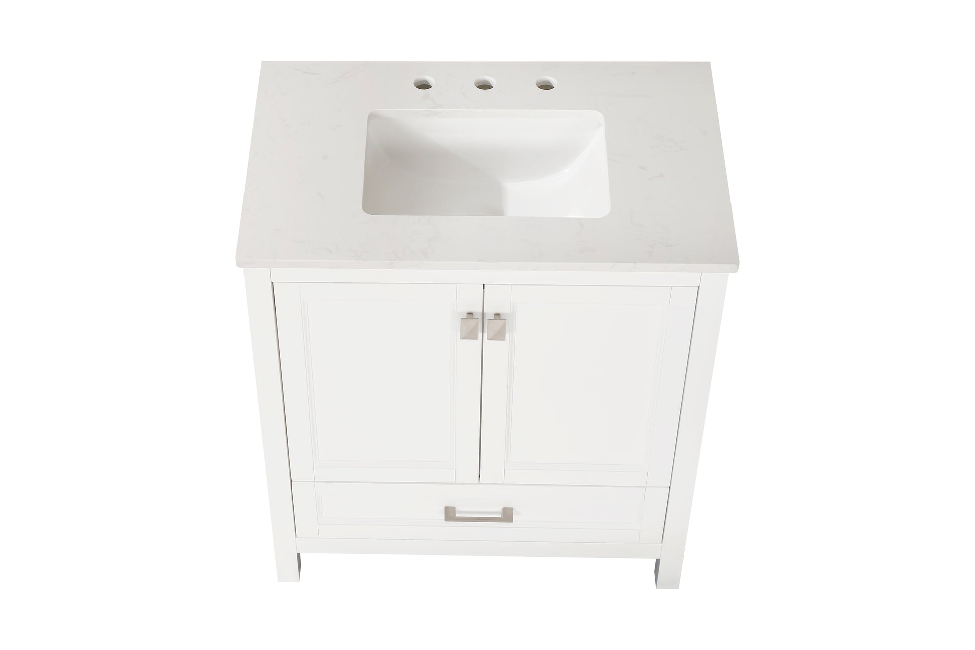 30 Inch Freestanding Bathroom Vanity With Sink, Carrara Engineered Marble Vanity Top With Undermounted Rectangular Ceramic Sink, Large Storage Soft Close Door, White 24V03 30Wh White Wood Solid Wood