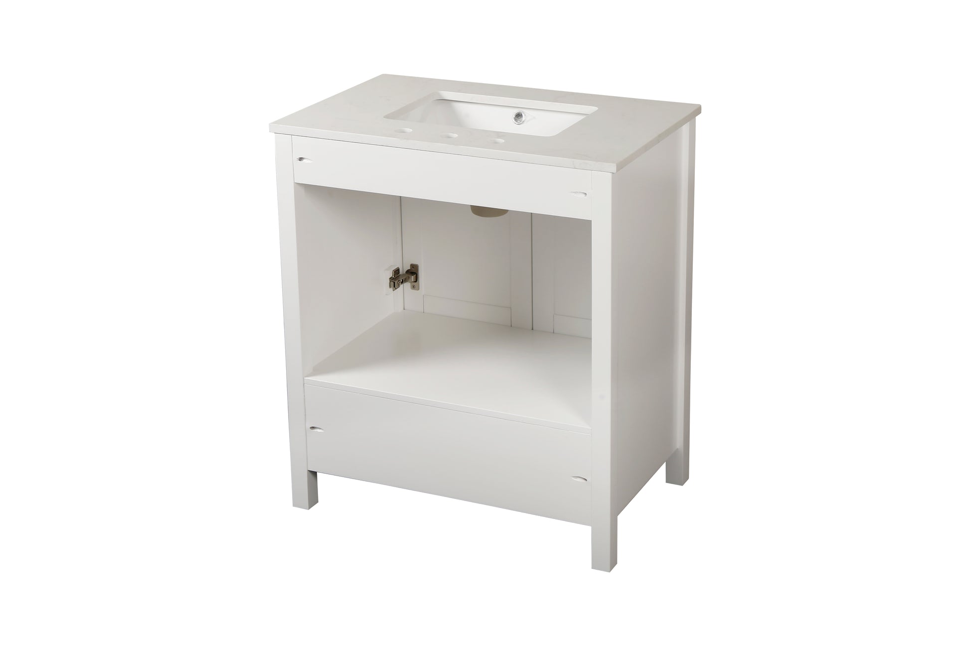 30 Inch Freestanding Bathroom Vanity With Sink, Carrara Engineered Marble Vanity Top With Undermounted Rectangular Ceramic Sink, Large Storage Soft Close Door, White 24V03 30Wh White Wood Solid Wood