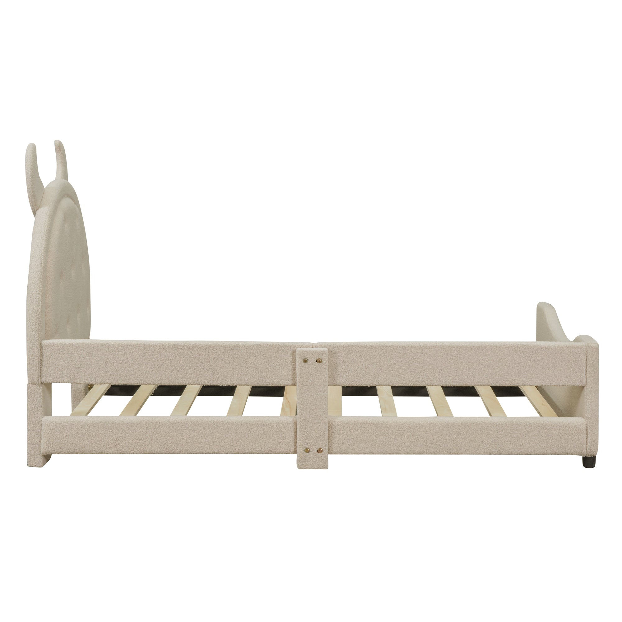 Teddy Fleece Twin Size Upholstered Daybed with OX Horn beige-upholstered