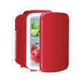 Mini Fridge, 4L 6 Can Portable Cooler & Warmer Freon Free Small Refrigerator Provide Compact Storage For Skincare, Beverage, Food, Cosmetics, Red Red Plastic