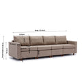 4 Seat Module Sectional Sofa Couch With 1 Ottoman For Living Room,Seat Cushion And Back Cushion Non Removable And Non Washable,Brown Brown Wood Primary Living Space Soft Modern Rubberwood Foam Linen 4 Seat